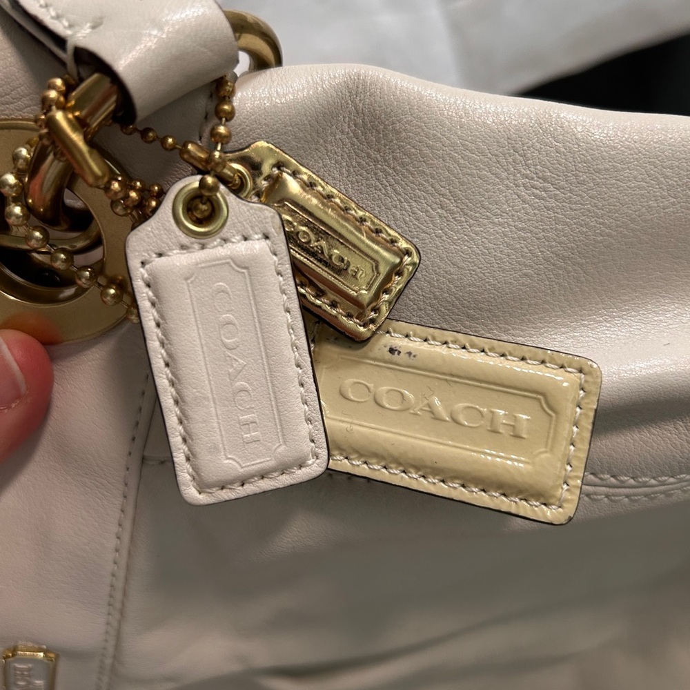Coach Madison Ivory Pleated Leather Tote with Gold Accents - Picture 3 of 9